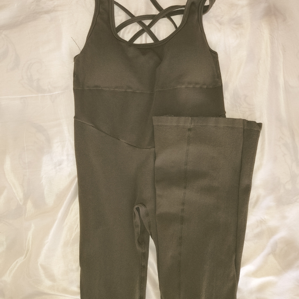 Forever 21 Olive Strappy Back Jumpsuit